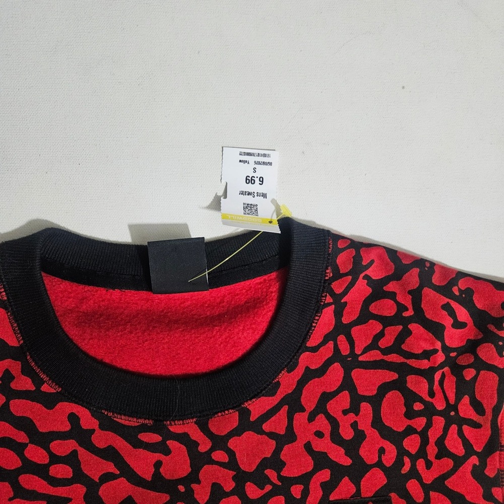 Jordan Flight Mens Red Black Elephant Print Crewneck Sweatshirt 585543-695 S - Picture 7 of 9